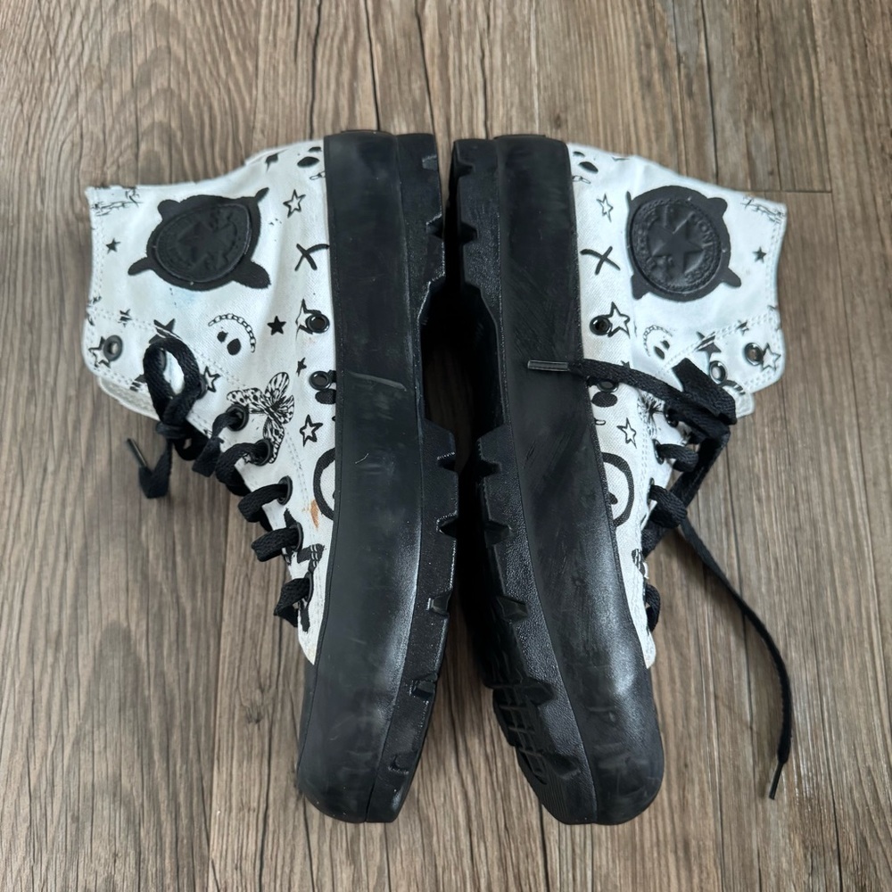 Converse Lugged Platform Chuck Taylor Butterfly Smiley Faces Shoes M9/W11 - Picture 3 of 6